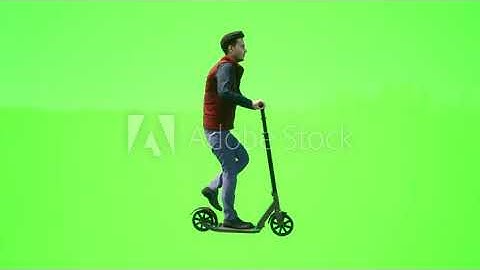 Man salesman riding and going to the store on the street, realistic 3D people rendering isolated on