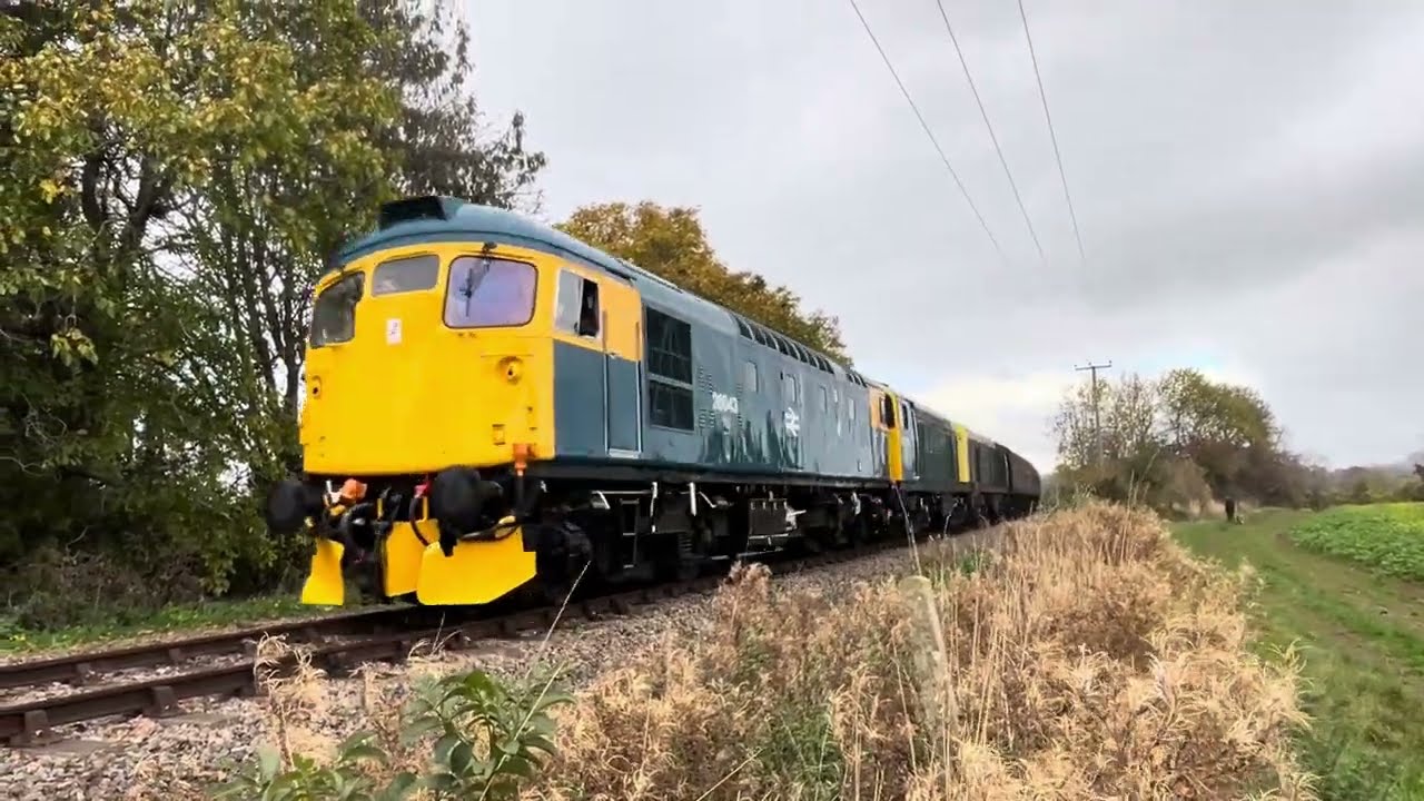  Video 39. 26043 + 20228 + 20137 passing Hayles abbey halt. 25/10/25