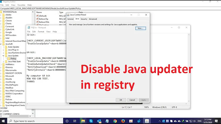 [FIXED] Disable Java updater in registry