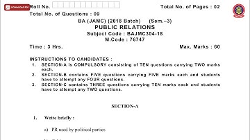 BA 3RD SEM JAMC PUBLIC RELATIONS NOV 2019 | PTU