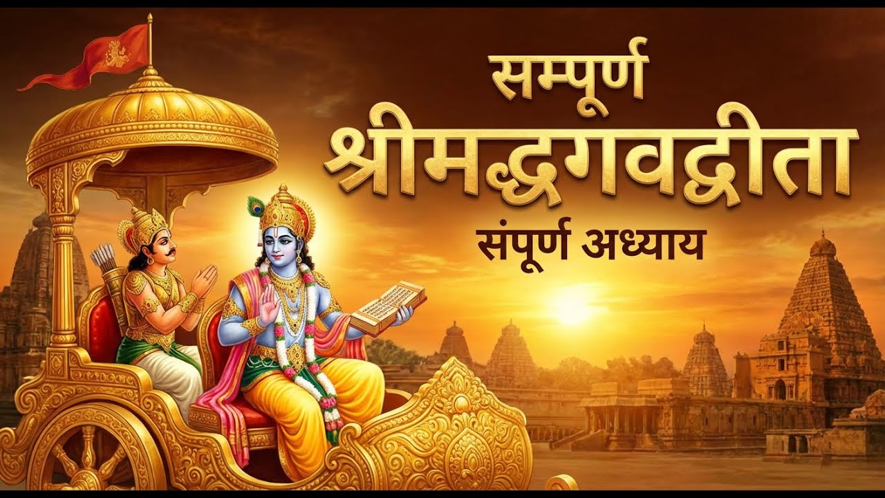 सम्पूर्ण भगवद्गीता (18 अध्याय) एक ही वीडियो में |