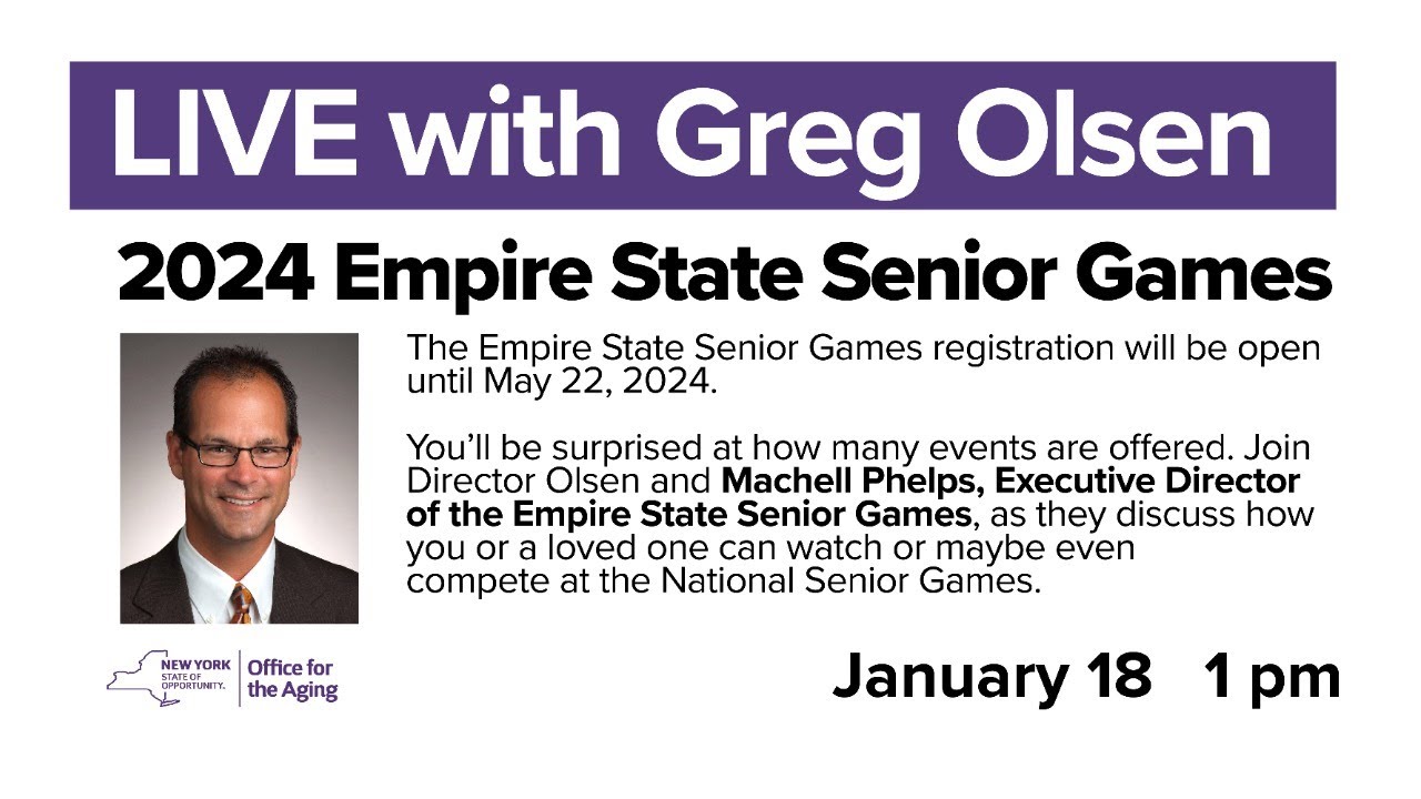 Live with Greg Empire State Senior Games Where to Watch, How to