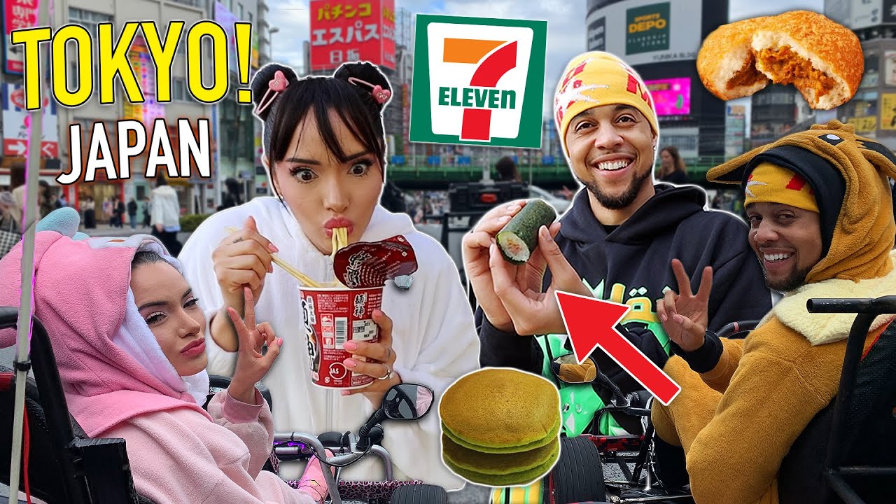TRYING RARE 7-ELEVEN SNACKS IN TOKYO JAPAN!! 🎌🔥 + REAL LIFE MARIOKART & MORE!!
