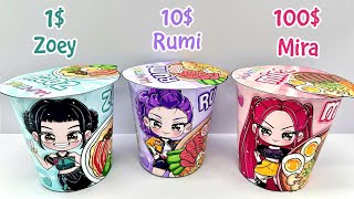 Paper Diy Unboxing Ramen Blind Bags Kpop Demon Hunters Rumi, Mira, Zoey Asmr