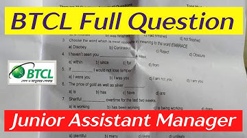 BTCL FULL QUESTION 2022 । Junior Assistant Manager । BTCL Question