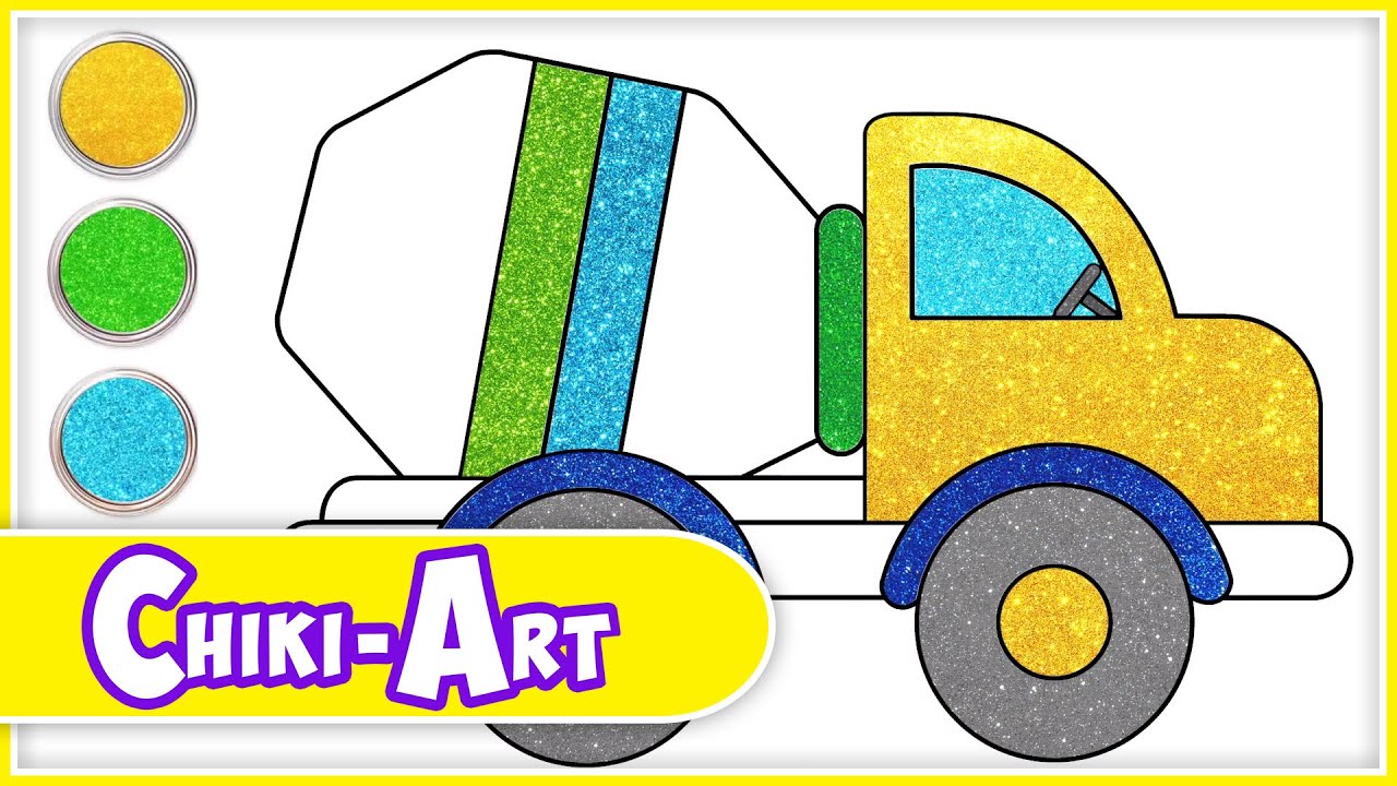 Glitter Mixer Truck Drawing And Painting | Art Ideas For Kids | Chiki Art