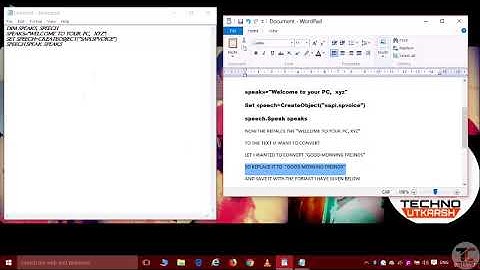 HOW TO CONVERT TEXT TO SPEECH USING NOTEPAD.