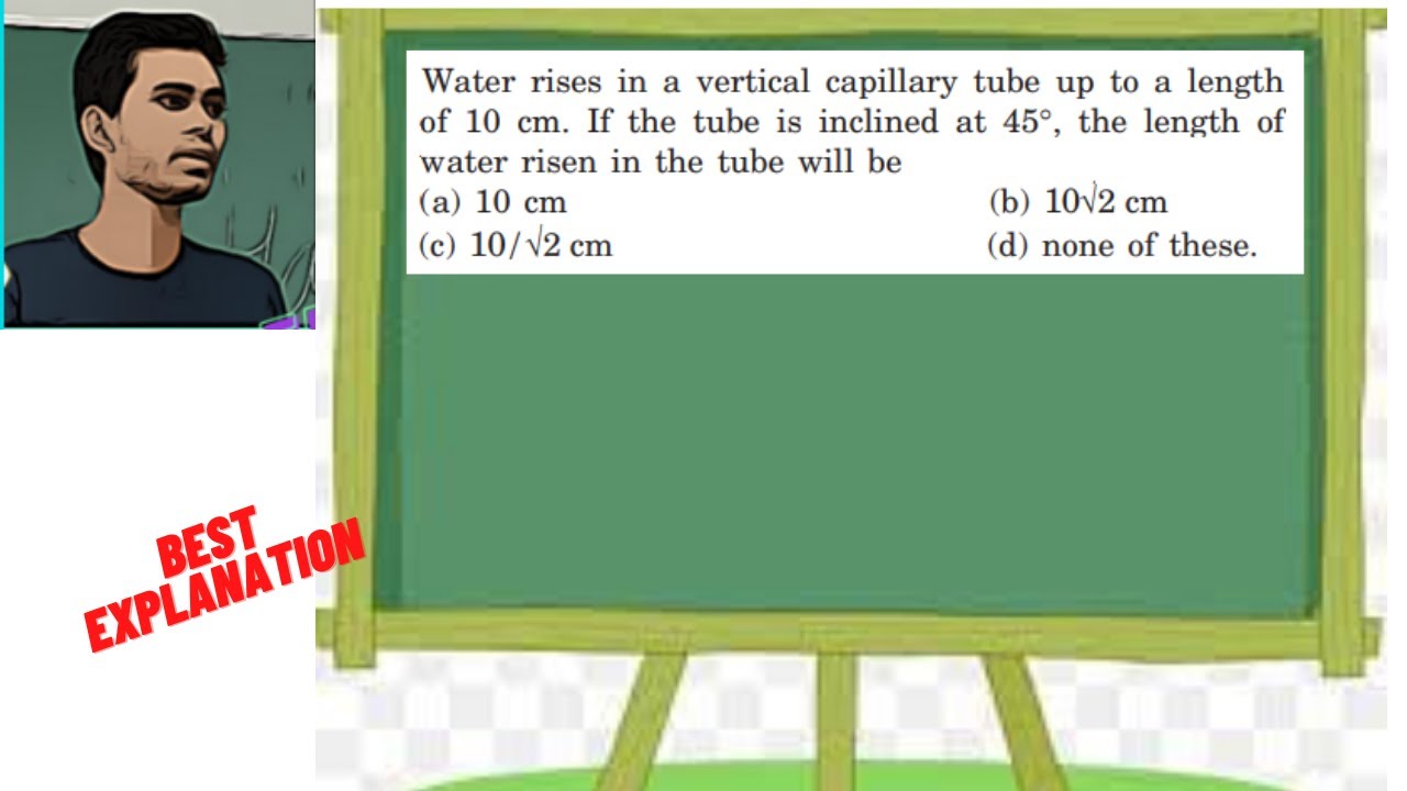 Water rises in a vertical capillary tube up to a length of 10 cm. If