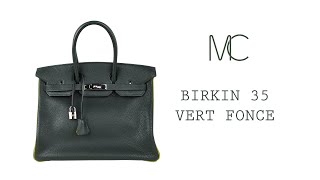 Hermes Birkin 35 Bag Vert Fonce Anis Piping Chartreuse Interior Ruthen –  Mightychic
