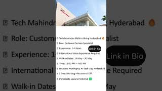 Hyderabad lo Tech Mahindra Walk-in Jobs 🔥 Customer Service Hiring | Voice Process Jobs