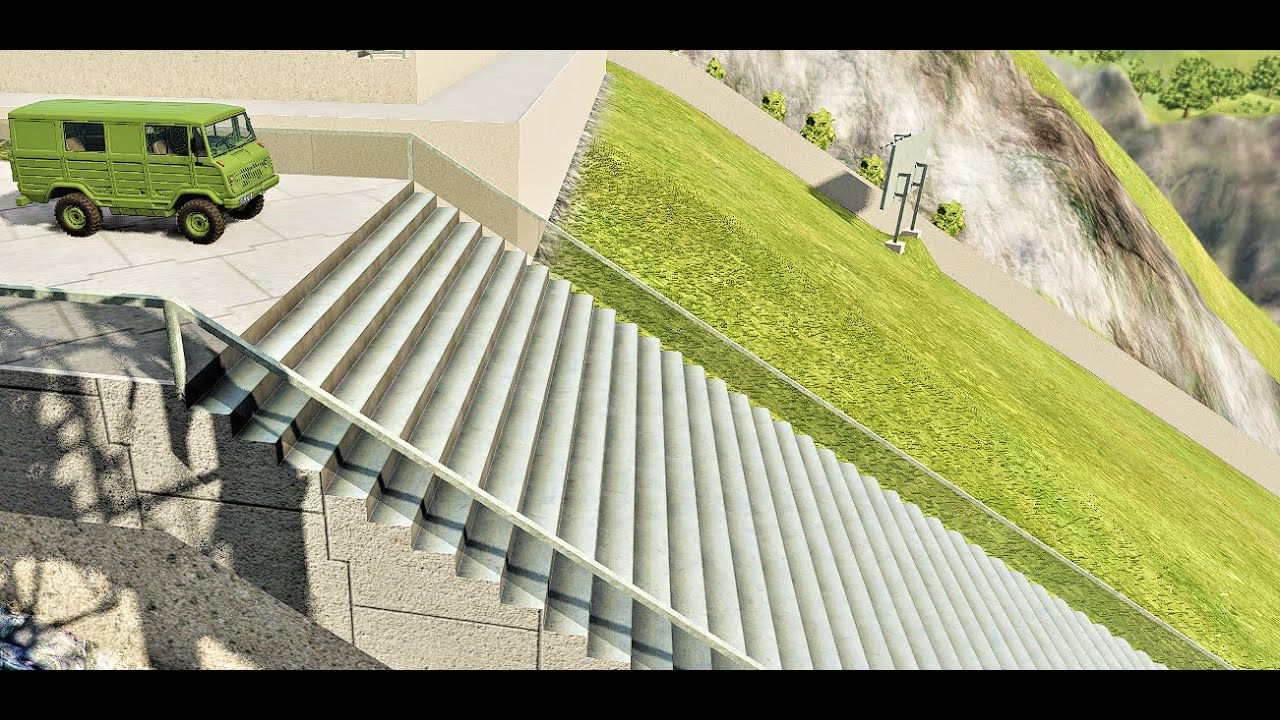 army truck vs stairs adventure driving stairs challenge beamng drive YouTube