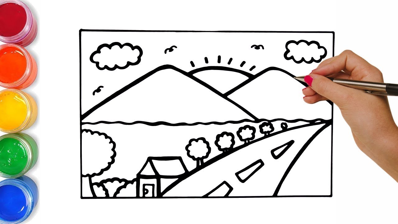 How to Draw Mountains How to Draw Village YouTube