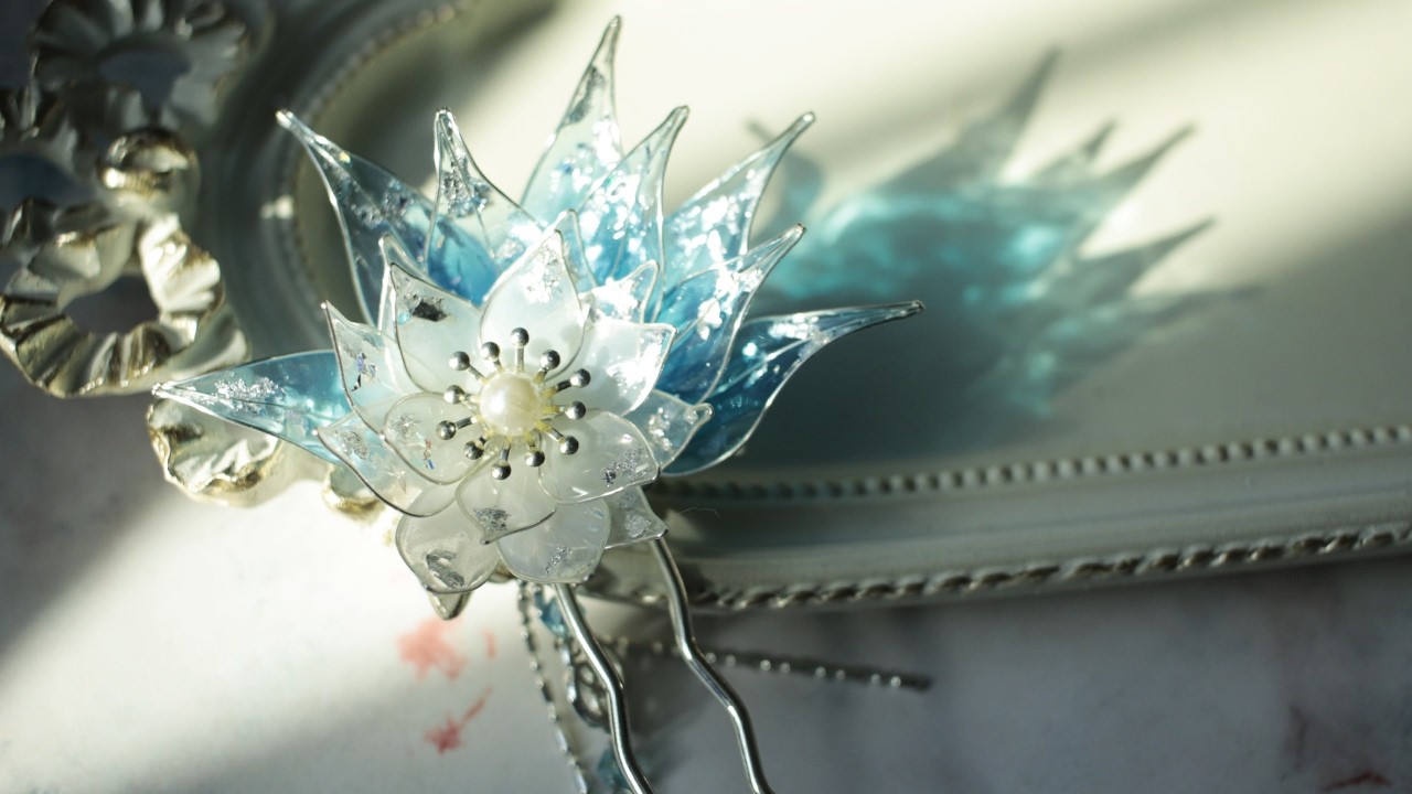[레진아트] (ENG)🌼 하얀 꽃 비녀 만들기/Making white flower hairpins/アメリカンフラワー