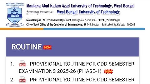 🤩MAKAUT ODD SEM Exam Routine Published 