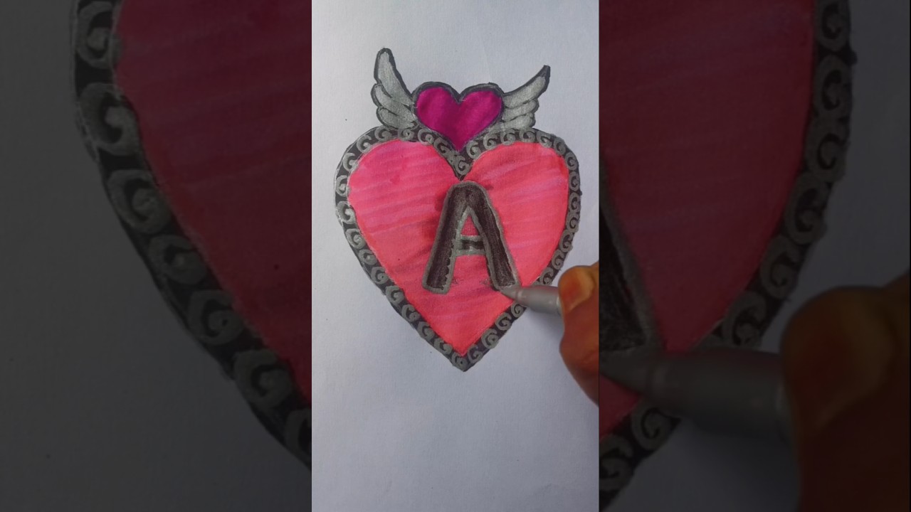 "A❤️ First" in the Heart  Letter of Love | Creative Heart Art Drawing