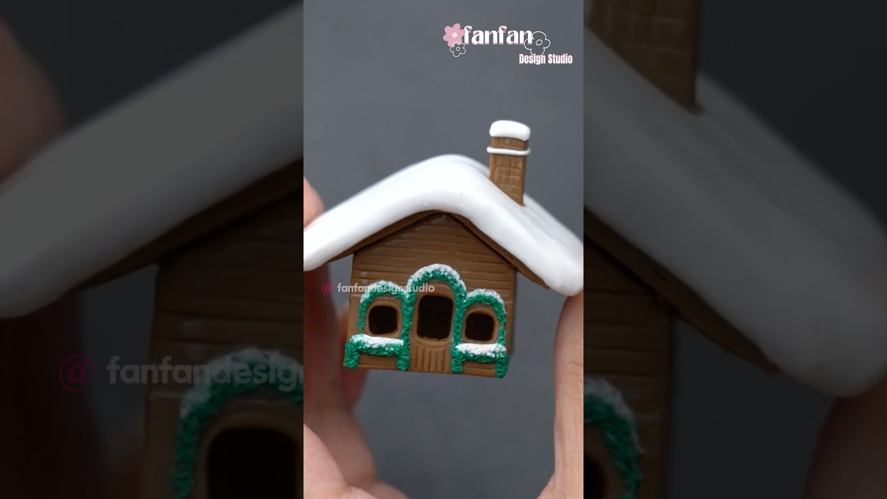 Make a Christmas house with polymer clay or  soft air dry foam clay craft art tutorial 