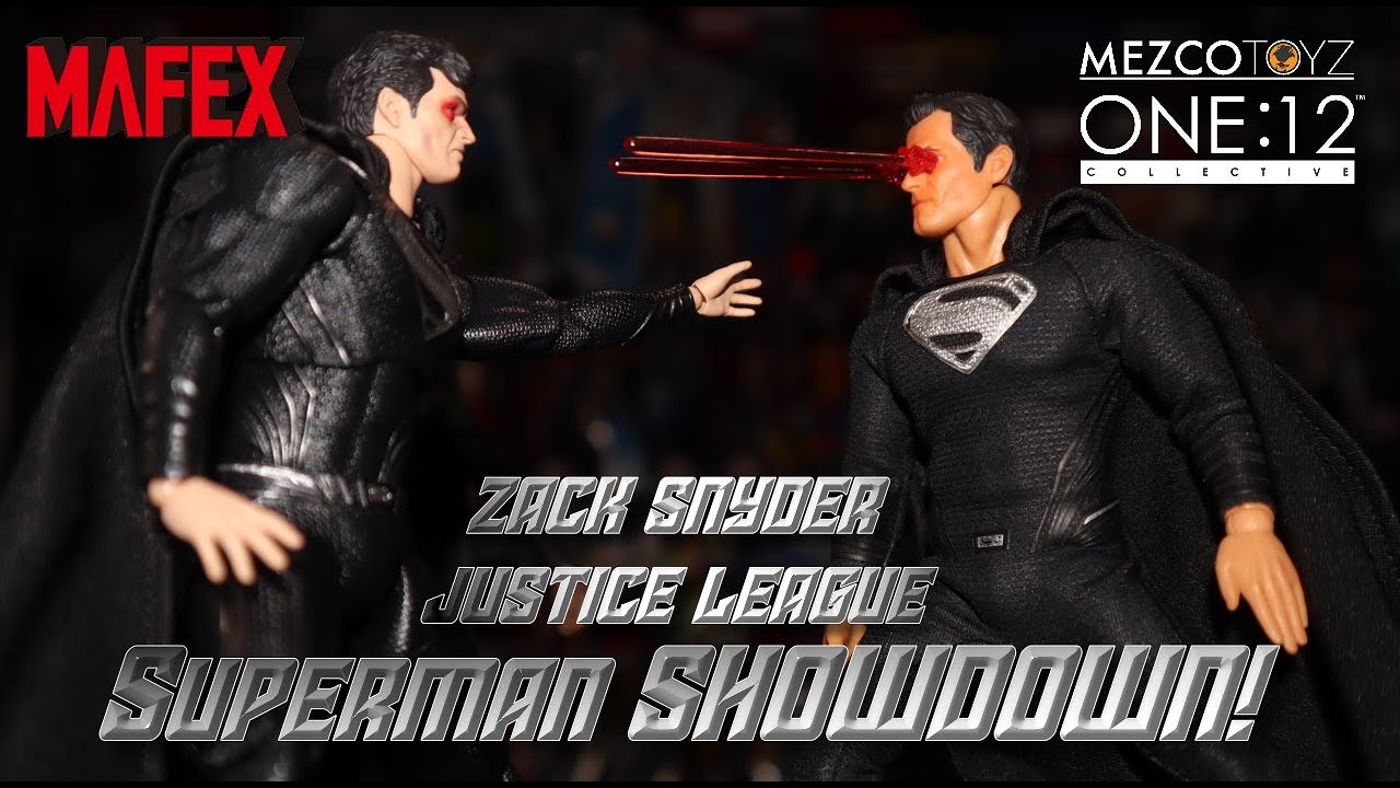 Zack Snyder Justice League Mafex / Mezco Black Suit Superman Showdown!