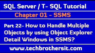 How to Handle Multiple Objects by using Object Explorer Detail Windows in SSMS -SQL Server Part 22