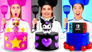 Pink VS Black VS Blue Color Cooking Challenge