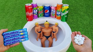 Big Stretch Armstrong VS Smalls, Cola, Fanta, Sprite, Pepsi, Fruko, Didi Tea and Mentos in Toilet