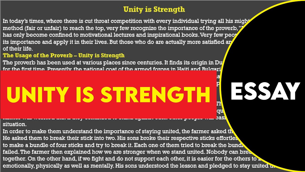 unity is strength essay 200 words