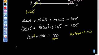 Geometry Triangle Sum Theorem Algebra Qudratic
