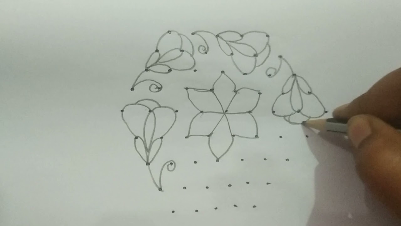 Begginers easy kolam//simple muggu with 9*5 dots#