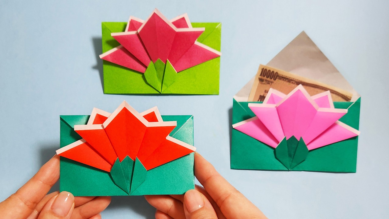 Origami] How to make a cute carnation envelope 🌸 Perfect for