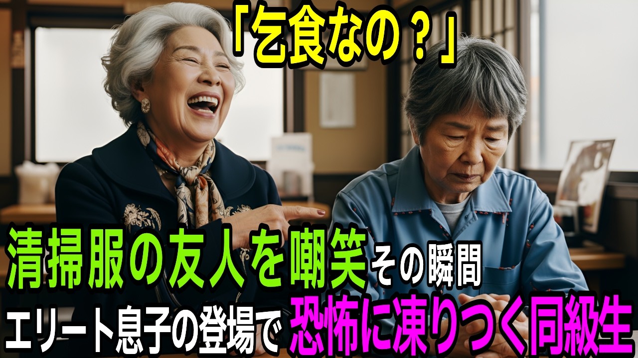 同窓会で清掃服の友人をいじめた女――しばらくしてエリート息子が現れ命乞いする羽目に【感動する話】【朗読】
