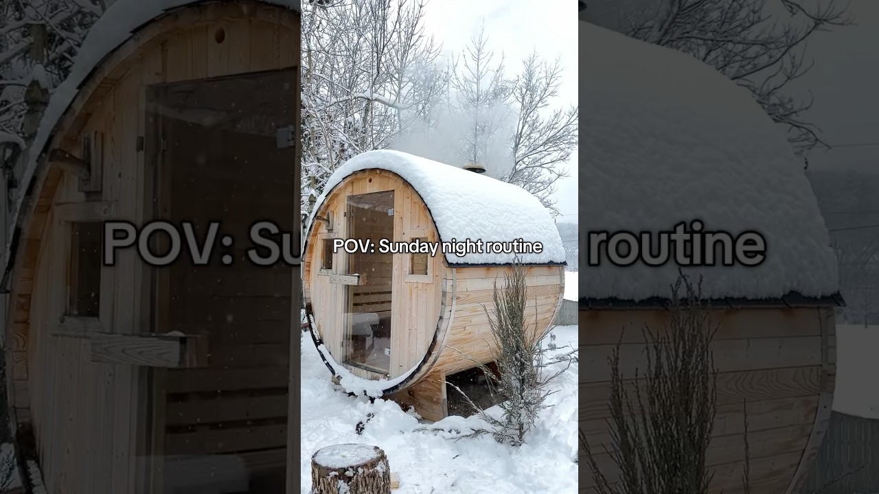 Sunday night routine in our DIY barrel sauna! 