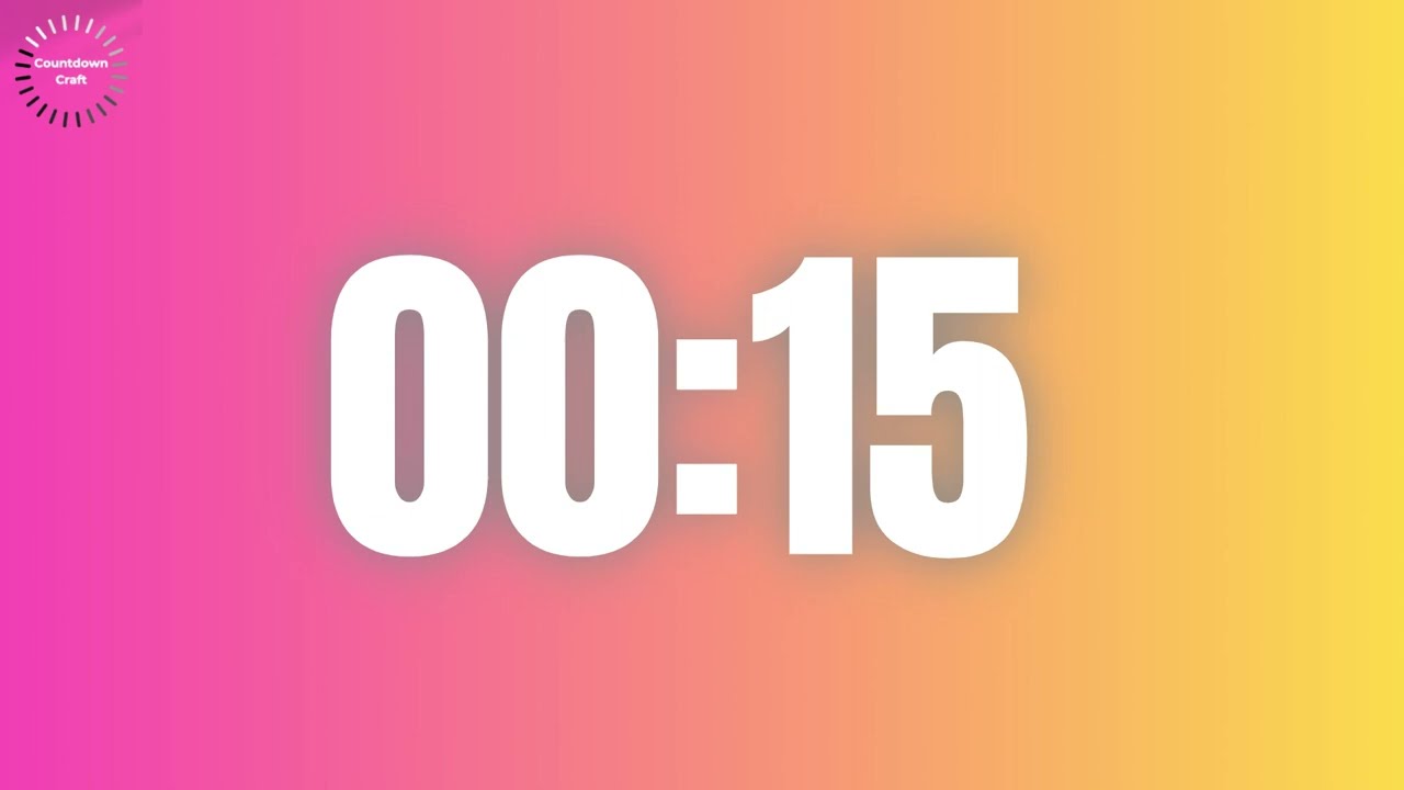 15 Seconds Countdown Timer (in Pink & Yellow Background)