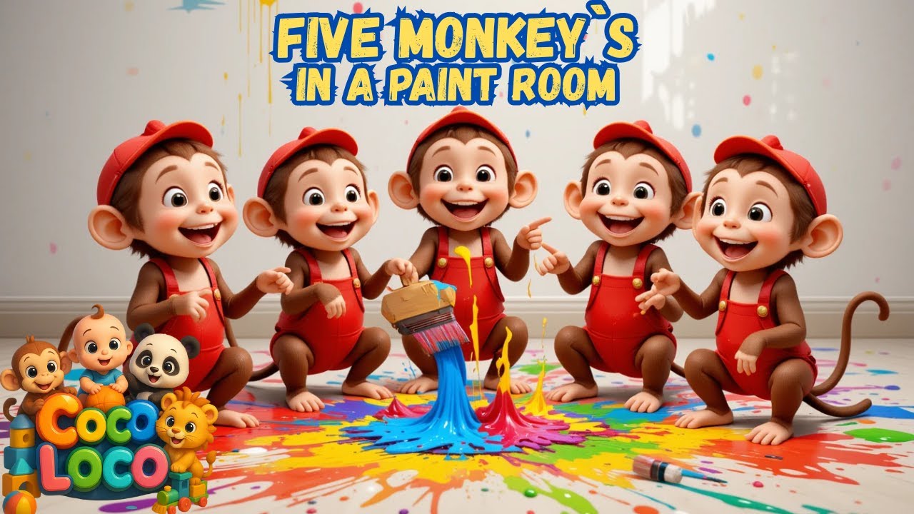 Five Little Monkeys Painting Colors 🎨 | Fun & Messy Toddler Rhyme by Coco Loco