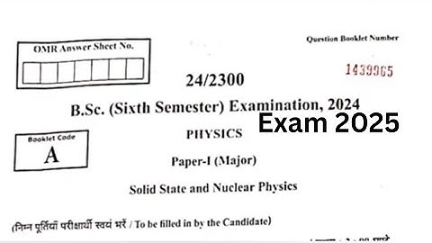 Bsc 6th semester physics 1st paper solid state and nuclear physics 2025