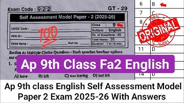 💯real 9th English self assessment 2 question paper 2025 with answers|Ap 9th English Fa-2 answer key