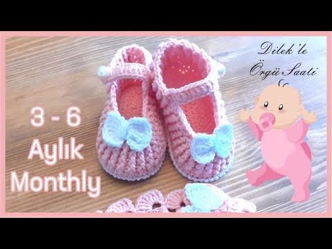 Tığ İşi Bebek Patik / Babet Yapımı 3- 6 Aylık / Chocret Baby Shoes 3 - 6 Monthly