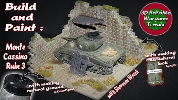 Tutorial: Build & Paint 1/72 Monte Cassino Ruin 3 with Sherman Wreck/Painting Guide/Bemalung/WW2