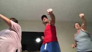 Trainer Mark in Fort Lauderdale training 2 clients doing shadow boxing workout