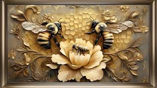 Golden Honey Bees Frame TV Art | Nature Inspired Screensaver For Your TV 🐝🌺