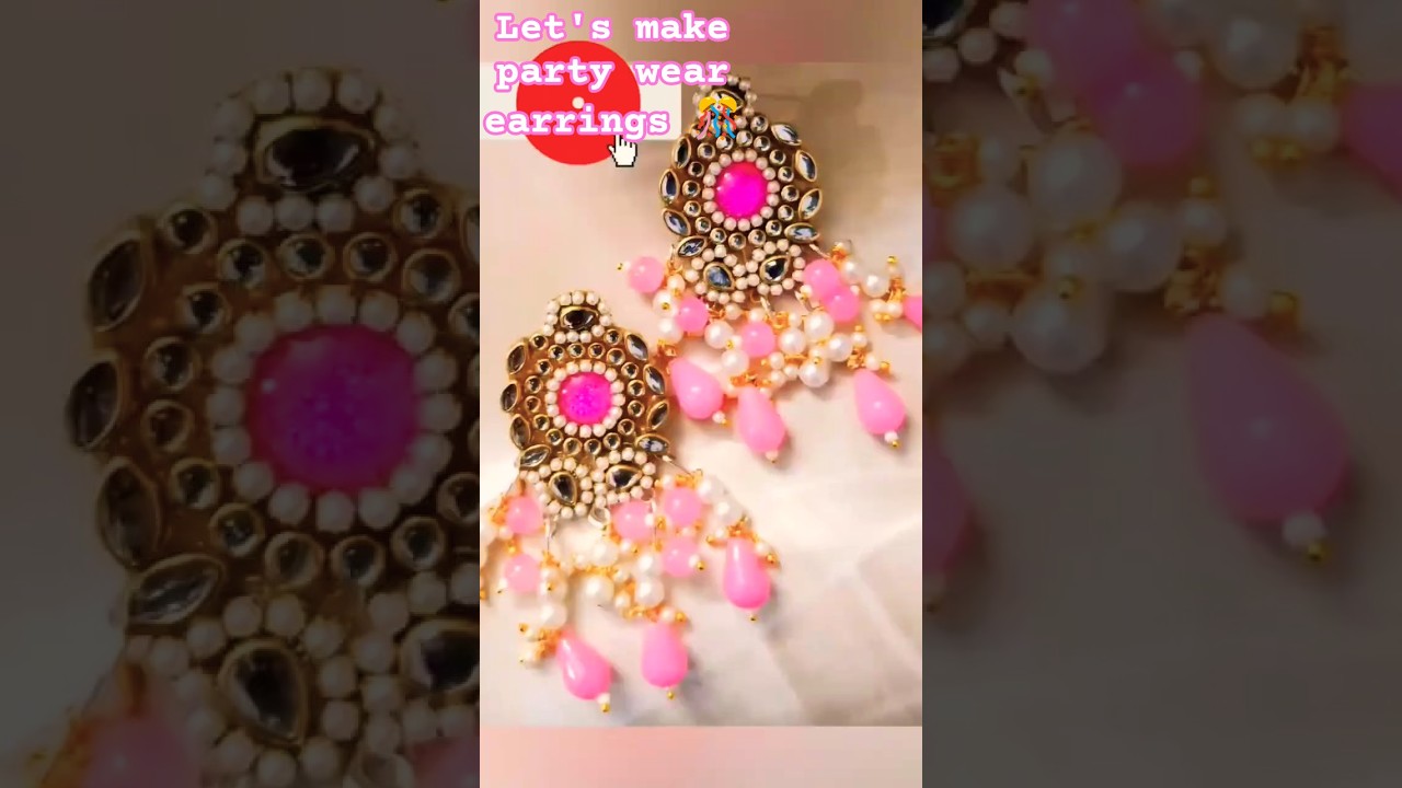 ✅"HANDMADE party Earrings Diy😲✨ Rose Stone& Pearl Elegance 