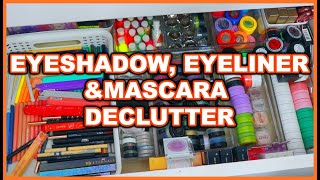 MASSIVE MAKEUP COLLECTION DECLUTTER || SINGLE SHADOWS, EYE LINERS, MASCARAS AND MORE! || BYE MAKEUP!