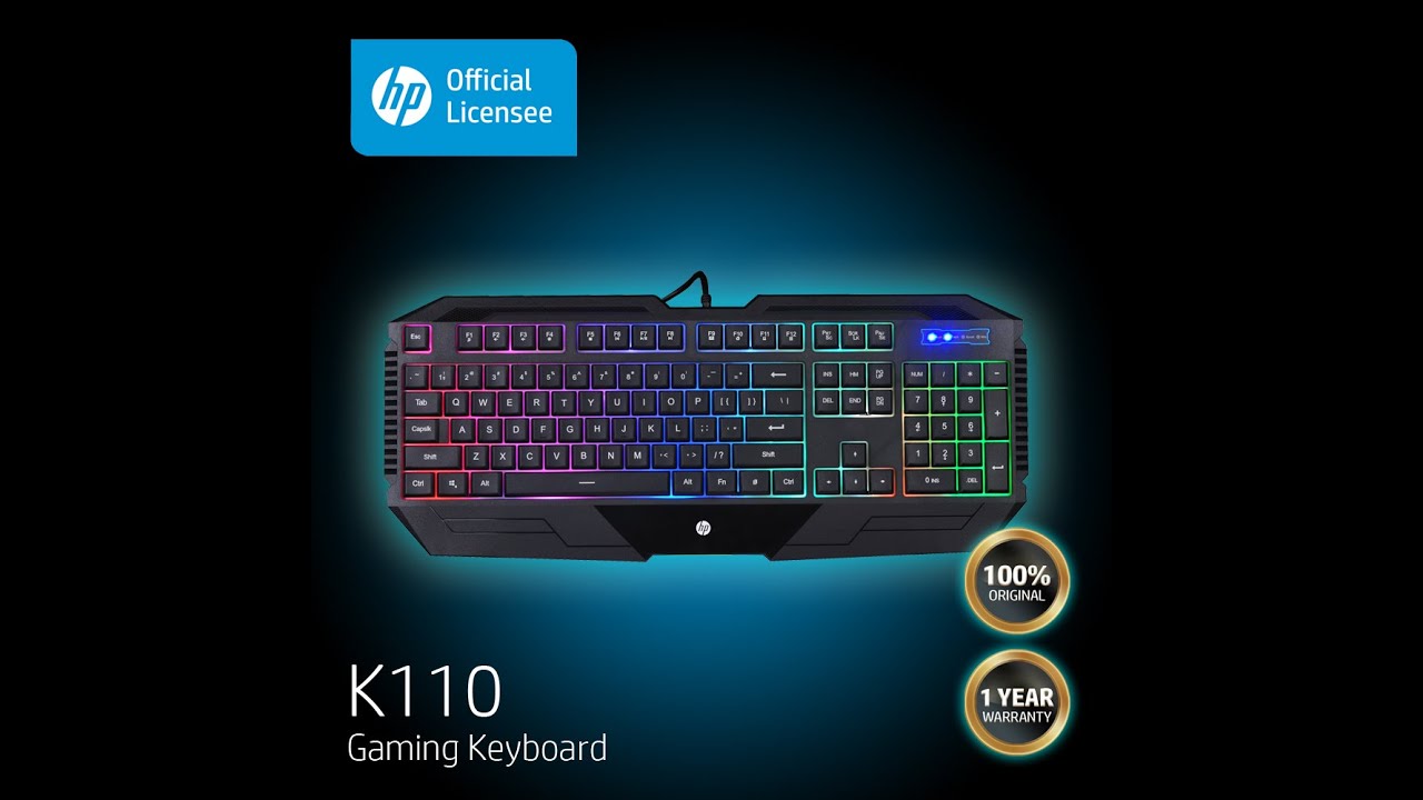 HP USB Gaming Backlit K110 Keyboard YouTube