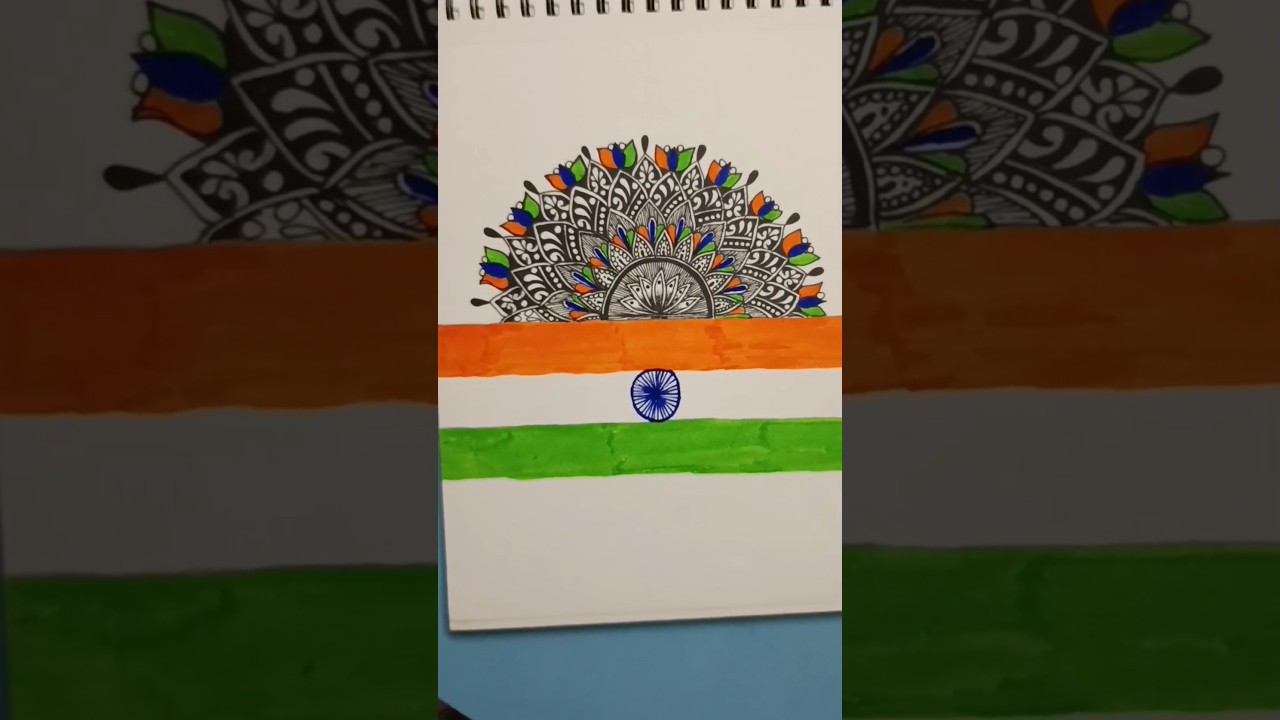 "Indian Flag Mandala Art | Easy Independence Day Drawing | Tricolor Zentangle Design"