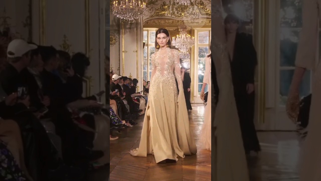 Valeria rudenko walking for Georges Hobeika Spring-summer 2024 Couture show