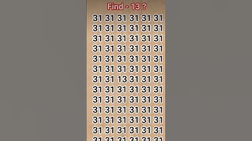 31 IQ test #ढूंढो 13 #gkhindi #quiz #youtubeshorts find the odd number #maths #phaliya #puzzle