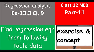 Ex 13.3 Q 9 -  Find regression eqn from following table data Part 11, Regression analysis Class 12