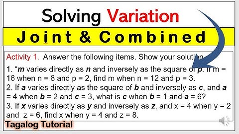 [Tagalog] Solve joint and combined variation #math9 #solvingjointvariation #solvingcombinedvariation