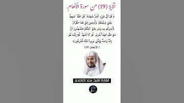 الآية (19) من سورة الأنعام//القارئ الشيخ سعد الغامدي