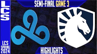 C9 vs TL Highlights Game 3 | LCS Spring 2024 Playoffs Semi-final | Cloud9 vs Team Liquid G3