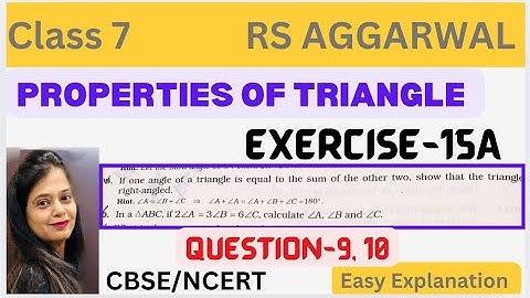 PROPERTIES OF TRIANGLES🔺- Ex 15A Rs Aggarwal Class 7 - Exercise 15A -Question 5, 6 -Chapter 15 -CBSE