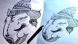 Ganesha Drawing / How to draw Ganesha / Mandala Art / Lord Ganesha